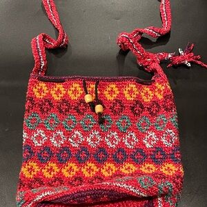 Women's Thick Crochet Knit Colorful Barrel Crossbody Bag